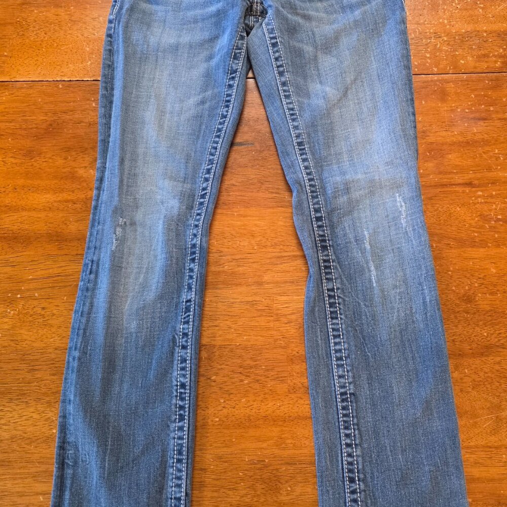 Women's  Jeans Miss Me 27 JE6003T2L Straight Embellished Angel Pocket Buckle